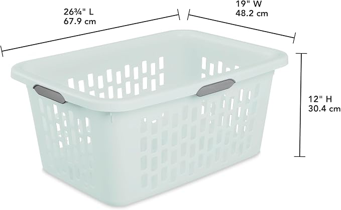 Sterilite Laundry Basket, Plastic Clothes Hamper, Large Rectangle Bin with Comfort Grip Handles and Reinforced Rim, 2 Bushel Capacity, Mint, 24 Pack