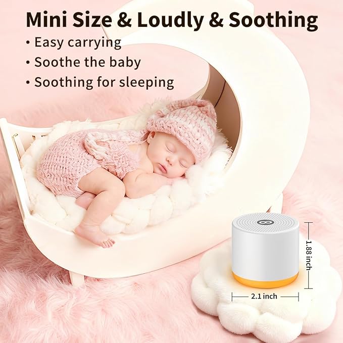 Portable White Noise Machine Mini Sound Machine with Light 30 Soothing Sounds Rechargeable for Adults Baby Kids Sleep Brown Noise Machine with Memory Function 4 Timers for Travel Camping Home Office