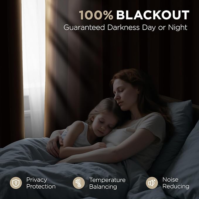 Joydeco 100% Blackout Curtains Velvet Black Out Curtain 90 Inch Drapes | for Bedroom Living Room, Heat and Light Blocking, Thermal Insulated Luxury Heavy Duty Curtain 2 Panels Back Tab&Rod Pocket