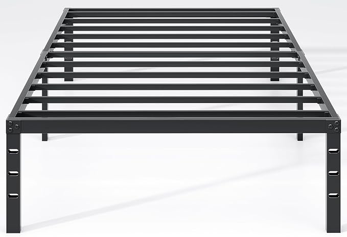 NEW JETO Metal Bed Frame,Twin Size Bed Frame with Storage Space,14 Inch | Heavy Duty Sturdy Mattress Foundation,Easy Assembly,No Box Spring Needed, Black