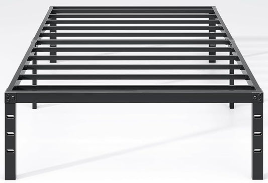 NEW JETO Metal Bed Frame,Twin Size Bed Frame with Storage Space,14 Inch | Heavy Duty Sturdy Mattress Foundation,Easy Assembly,No Box Spring Needed, Black