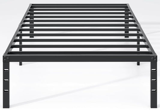 NEW JETO Metal Bed Frame,Twin Size Bed Frame with Storage Space,12 Inch | Heavy Duty Sturdy Mattress Foundation,Easy Assembly,No Box Spring Needed, Black