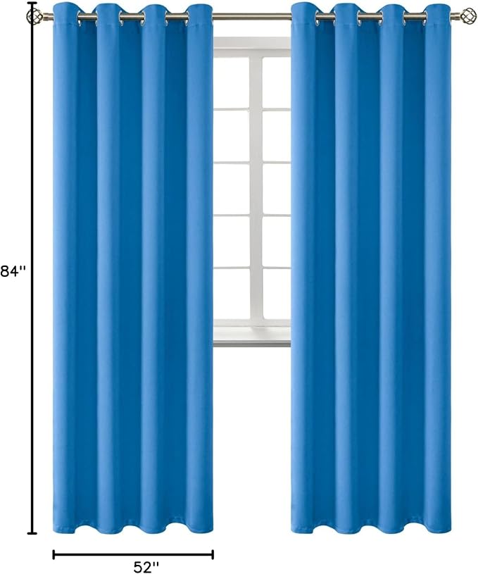 BGment Classic Blue Blackout Curtains for Living Room 84 Inch - 2 Panels | Grommet Top, Black Out, Room Darkening, Sunblock, Thermal Insulated, Window Drapes for Bedroom, 52x84 Inch