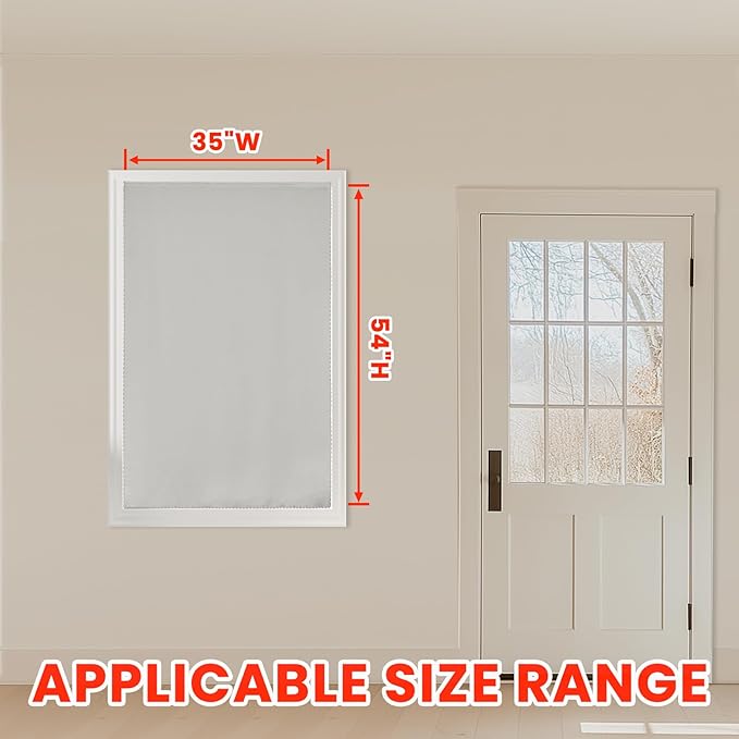 AJAZZ 100% Blackout Self Adhesive Curtains Small Window Short Temporary Black Out Curtains Easy to Install Used for Bedroom Kitchen Window Cover (White, 35" W x 54" L 1 Panel)