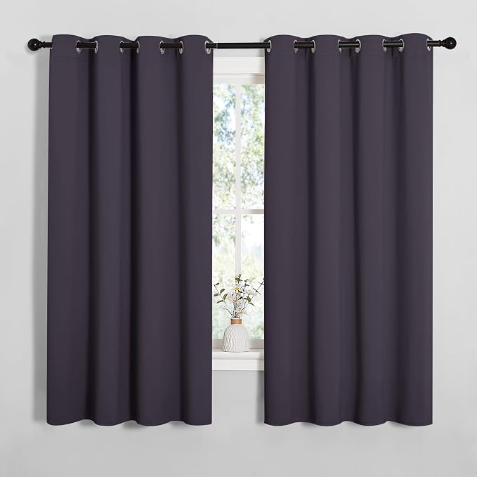 NICETOWN Blackout Curtains Living Room 2 Panels 55" x 68" Greyish Purple | Thermal Insulated Decoration Drapes 68 inches Length for Bedroom Window