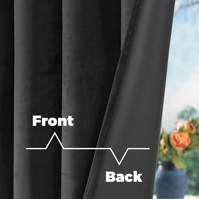 BGment Grey Velvet Blackout Curtains for Living Room, 84 inches Long Thermal Insulated Curtains Noise Reduce Back Tab and Rod Pocket Luxury Panels for Bedroom, 2 Panels, 42 x 84 Inch | Curtains 84 inches Long, Thermal Insulated, Noise Reduce, Thick, Su...