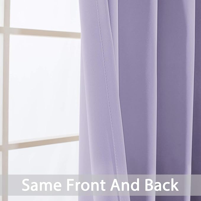Yakamok Lilac Room Darkening Curtains 84 inch Lavender Sliding Door Drapes | 1 Extra-wide Panel,W100xL84,Soft Triple-weave,Grommet,Blackout Thermal Insulated Drapes,Privacy,Light Reduction,Patio doors