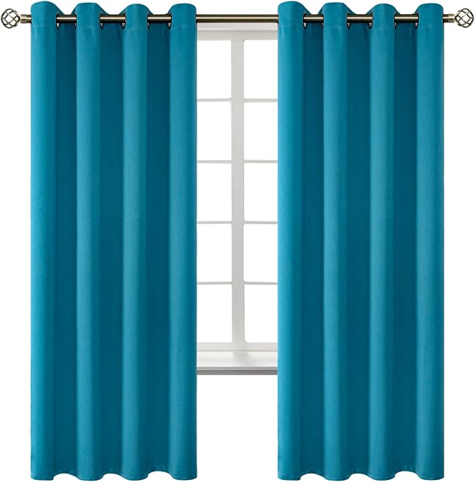 BGment Peacock Blue Blackout Curtains for Bedroom 72 Inch Long - 2 Panels | Grommet Top, Black Out, Room Darkening, Sunblock, Thermal Insulated, Window Drapes for Kids Boys Room, 52x72 Inch