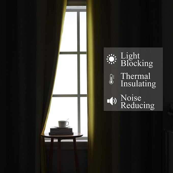 Yellow and Grey Ombre Blackout Curtains for Living Room 42Wx54L Inch Length | Estelar Textiler Room Darkening Gradient Curtains for Bedroom,Thermal Insulated,Light Blocking Grommet Window Drapes,2 Panels