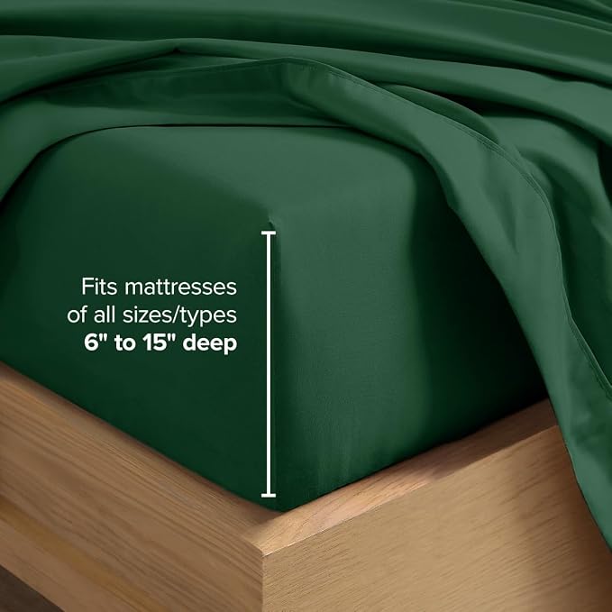 Bare Home Full Sheet Set - 1800 Ultra-Soft (Full, Forest Green) | Deep Pockets 6 to 15 Inches, Breathable, Hypoallergenic, Hotel Luxury, Easy Fit, Soft, All-Season