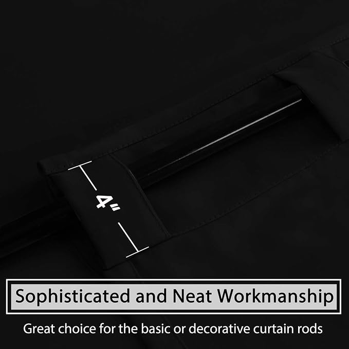 H.VERSAILTEX Blackout Curtains Thermal Insulated Window Treatment Panels Room Darkening Blackout Drapes for Living Room Back Tab/Rod Pocket Bedroom Draperies, 52 x 96 Inch, Black, 2 Panels