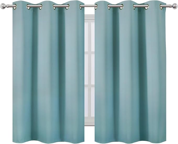 Stone Blue Blackout Curtains/38 x 54 Inch/Set of Two Panels Grommet Living Room Curtains