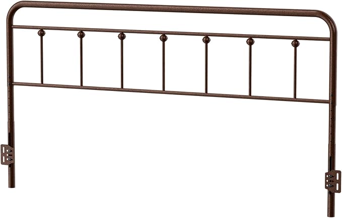 Victorian Metal King Size Headboard Only, Brown | 34"-44.6" Adjustable Height, Steel King Head Board with Bed Frame Brackets Adapter, Easy Assembly, Farmhouse Vintage Style