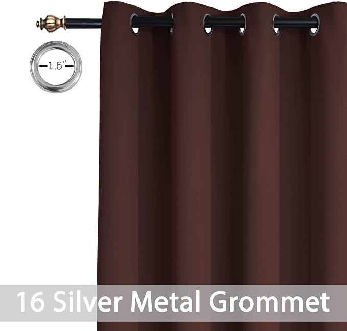 Yakamok Chocolate Brown Room Darkening Curtains 84 inch Sliding Door Drapes | 1 Extra-wide Panel,W100xL84,Soft Triple-weave,Grommet,Blackout Thermal Insulated Drapes,Privacy,Light Reduction,Patio doors