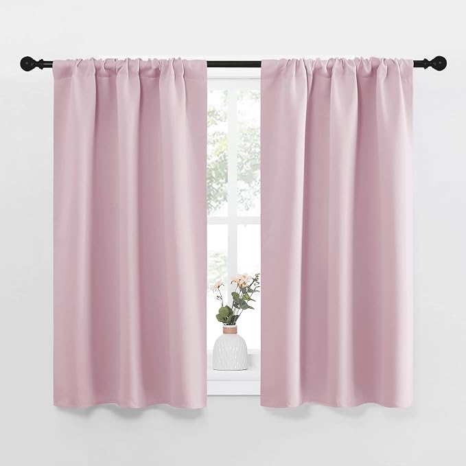 NICETOWN Kitchen Curtains Thermal Insulated Curtains & Drapes, Small Window Blackout Curtain Panels for Girls Room (Lavender Pink, 34 in x 45 in (W x L), 2 Panels)