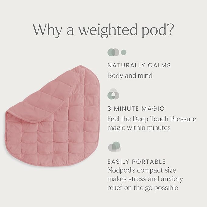nodpod Body 6.5lb Patented Compact Weighted Blanket | Perfect for Relaxation, Lounging, Napping, Sleeping & Travel, Glass Bead Filled, Machine Washable, 29" x 24", Blush Pink