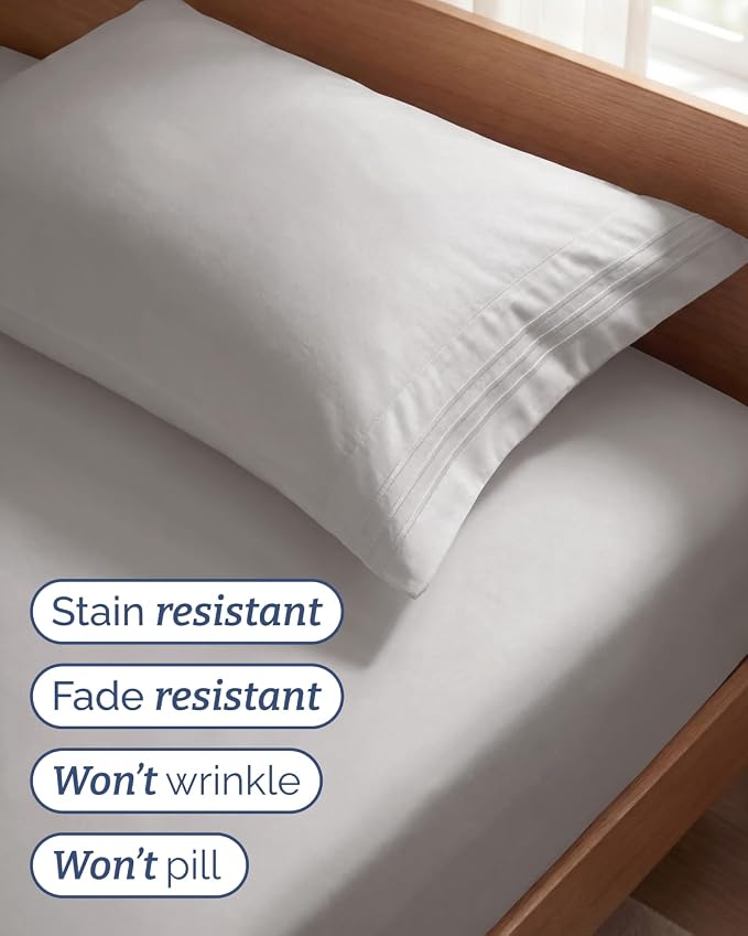 Twin Size 3 Piece Sheet Set - Breathable & Cooling Sheets - Light Grey | Hotel Luxury Bed Sheets for Women & Men, Deep Pockets, Easy-Fit, Extra Soft and Wrinkle Free Sheets, Oeko-Tex Bed Sheet Set