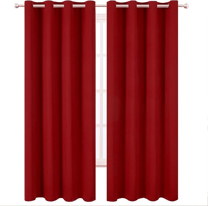 Blackout Curtains 52 x 120 Inch Long Red Curtains Set of 2 Panels Room Darkening Curtains for Bedroom and Living Room