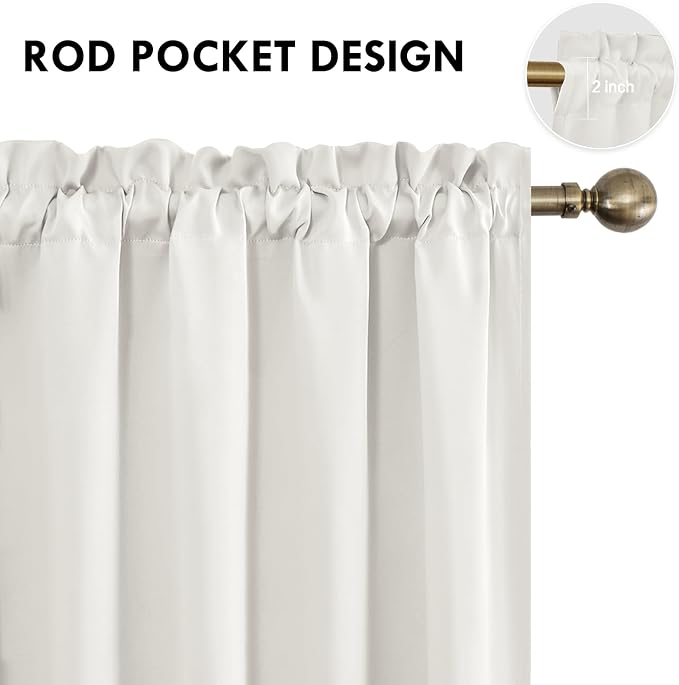 DWCN Blackout Curtains for Bedroom Living Room 52 x 84 Inch Long Ivory | 2 Panels Set, Room Darkening, Thermal Insulated, Light Blocking, Rod Pocket Drapes, Noise Reducing Window Treatments