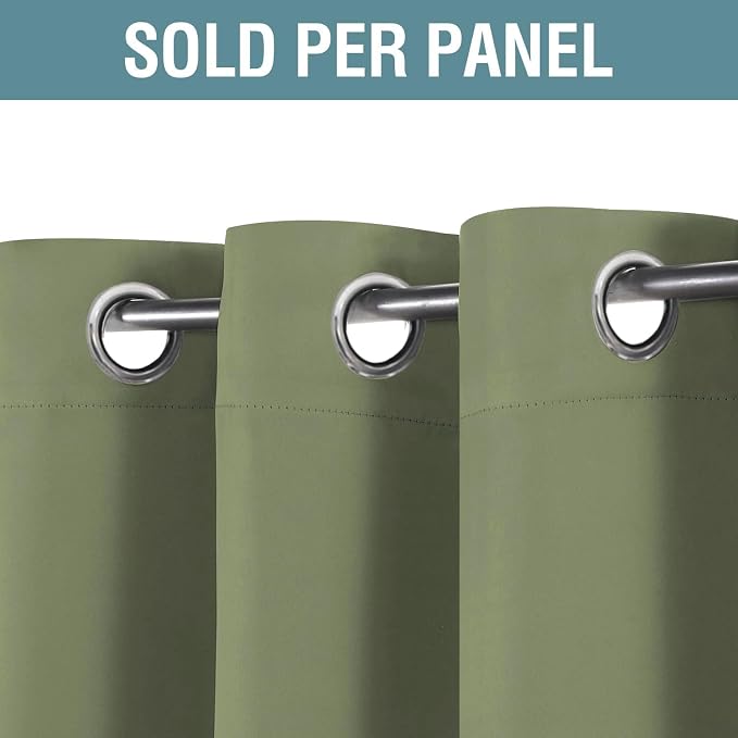 H.VERSAILTEX Blackout Curtain for Living Room Thermal Insulated Window Treatment Curtain Extra Long 84 inch Length Energy Saving Solid Grommet Top Blackout Drape, One Panel, Sage, 52" W x 84" L