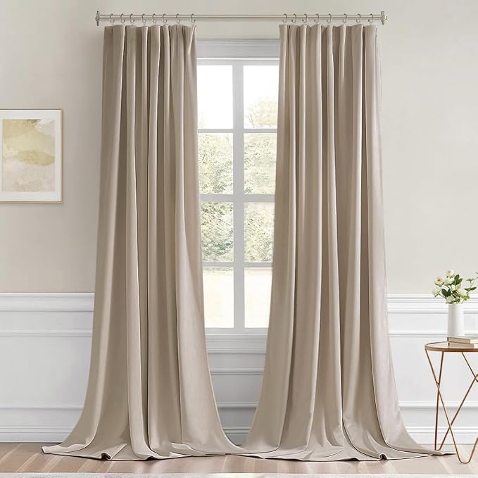 MIULEE Taupe Back Tab Blackout Curtains 52x108 Inch Long 2 Panels Set | Rod Pocket Pinch Pleated, Thermal Insulated, Bedroom Living Room Darkening Privacy Drapes, Extra Long Light Blocking Curtains