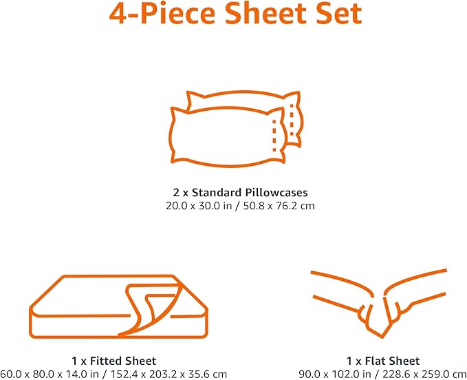 Amazon Basics Lightweight Breathable Brushed Microfiber 4-Piece Bed Sheet Set, Wrinkle Resistant with 14-Inch Deep Pockets, Queen, Taupe Stripe