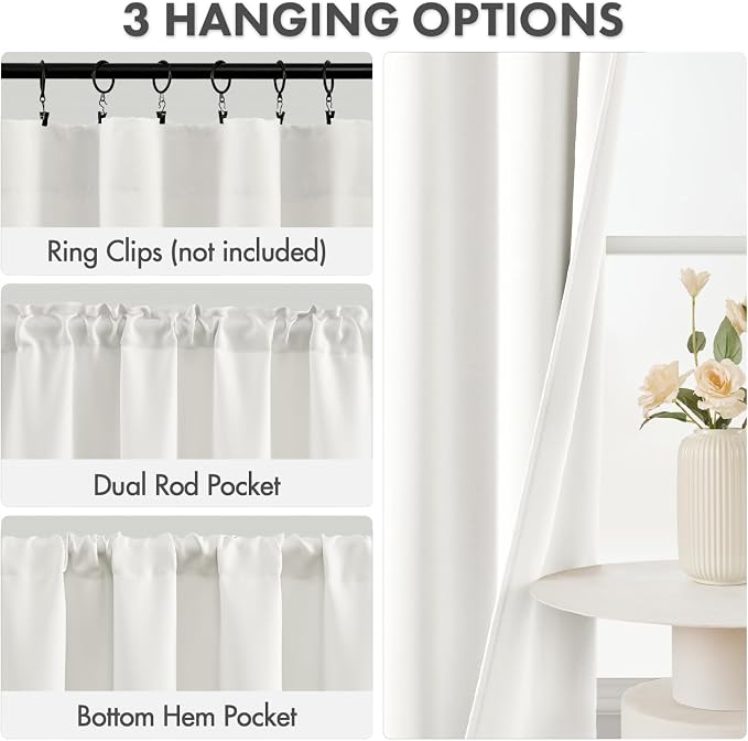 MIULEE 4-Panel 36 Inch Blackout Kitchen Tier Curtains Over Sink Natural | Privacy Protection, Heat/Light Blocking, Cafe Curtains, Top&Bottom Rod Pocket, Suitable for Small Windows, Soft&Durable