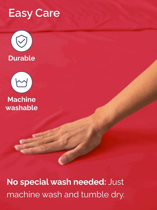Extra Deep Queen Fitted Sheet - Single Fitted Sheet Only - Red | Easily Fits 18 inch to 24 inch Mattress, Soft, Wrinkle Free, Breathable & Comfy, Extra Deep Pockets Hotel Luxury Fitted Sheet