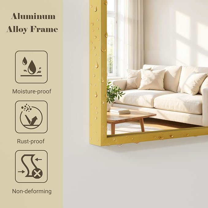 57" x 20" Arched Full Length Mirror - Wall Mounted/Floor Mirror Aluminum Alloy Frame Full Body Mirrors for Bathroom Living Room Bedroom and Entryway,Gold