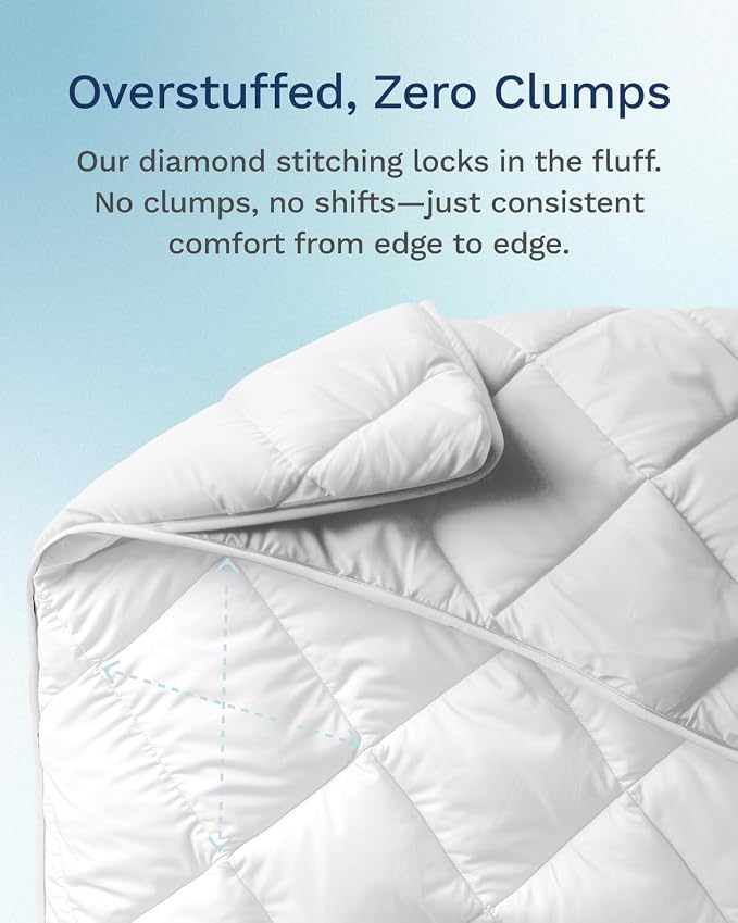 ViscoSoft Twin/Twin XL Reversible Comforter - Down Alternative Duvet Insert | All Season Cooling Lightweight Reversible Quilted Blanket - OEKO-TEX Certified - Ideal for Dorm & Guest Bed - White