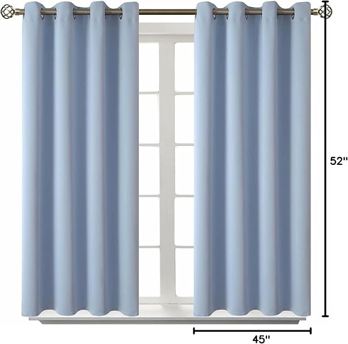 BGment Blackout Curtains for Living Room - Grommet Thermal Insulated Room Darkening Curtains for Bedroom, 2 Panels of 52 x 45 Inch, Spa Blue | Grommet Top, Light-Blocking, Sunblock, Thermal Insulated, Window Drapes for Kids Boys Room, 52x45 Inch