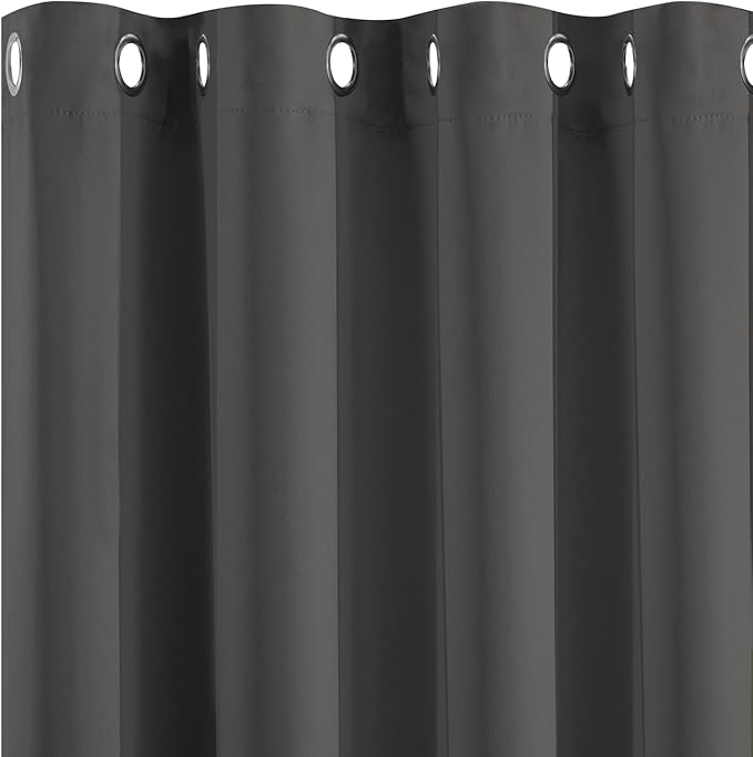 Yakamok Room Darkening Curtains 52x72 inch Length Charcoal Grey-Living Room | 2 panels,grommet blackout window treatment,thermal insulated,light blocking drapes,privacy protection,bedroom