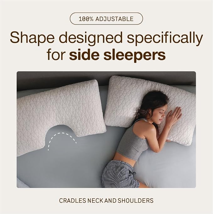 Coop Home Goods Original Cut-Out Adjustable Pillow, King Size Bed Pillows for Neck & Head Support, Memory Foam Pillows - Medium Firm for Side Sleeper, CertiPUR-US/GREENGUARD Gold