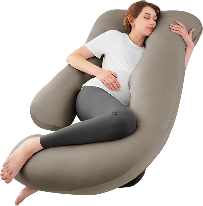 Cooling Pregnancy Pillows for Sleeping, 57'' Full Body Pillow, Linen | Sasttie Maternity Pillow, OEKO-TEX, Down Alternative, Removable Cover, Pregnant Women Must Haves, Maternity Essential