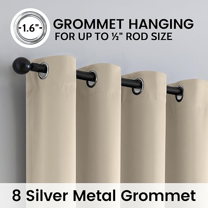 SimpleHome Stone 100% Blackout Curtains Room Darkening Living Room 84 Inch | Curtains for Bedroom,Thermal Insulated Grommet Window Drapes,Curtains for Living Room with Black Back,52 x 84 Inch,2 Panels