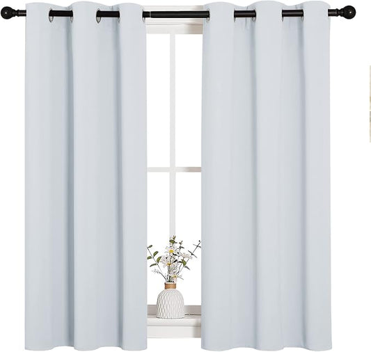NICETOWN Greyish White Blackout Curtains for Bedroom 34" w x 45" L 2 Panels | Window Treatment Thermal Insulated Grommet Draperies Panels Drapes, Room Darkening Light Blocking Noise Reducing Decor