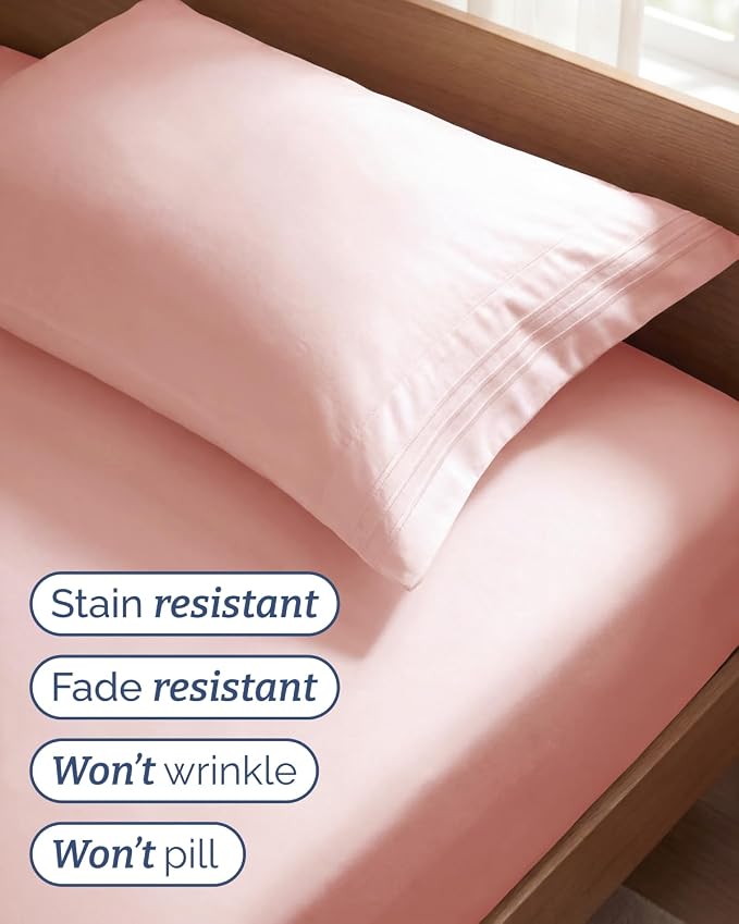 Twin Size 3 Piece Sheet Set - Comfy Breathable & Cooling Sheets - Baby Pink | Hotel Luxury Bed Sheets for Women & Men, Deep Pockets, Easy-Fit, Extra Soft and Wrinkle Free Sheets, Oeko-Tex Bed Sheet Set