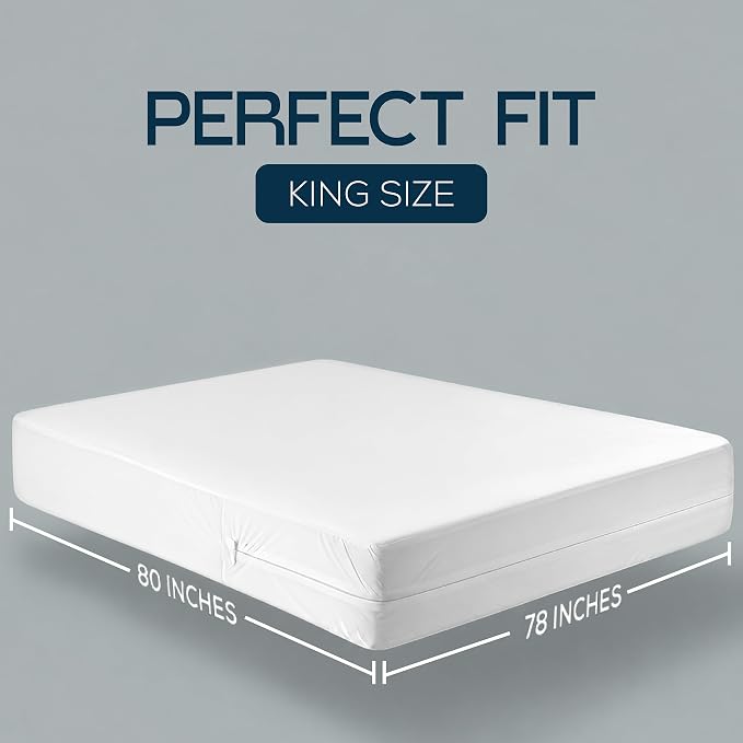 Bulk 10-Pack King Size Hotel Mattress Encasement 100% Waterproof, 12" Deep | White, Commercial, Resorts, Motels & Institutional Use, Zippered 6-Sided Mattress Protector