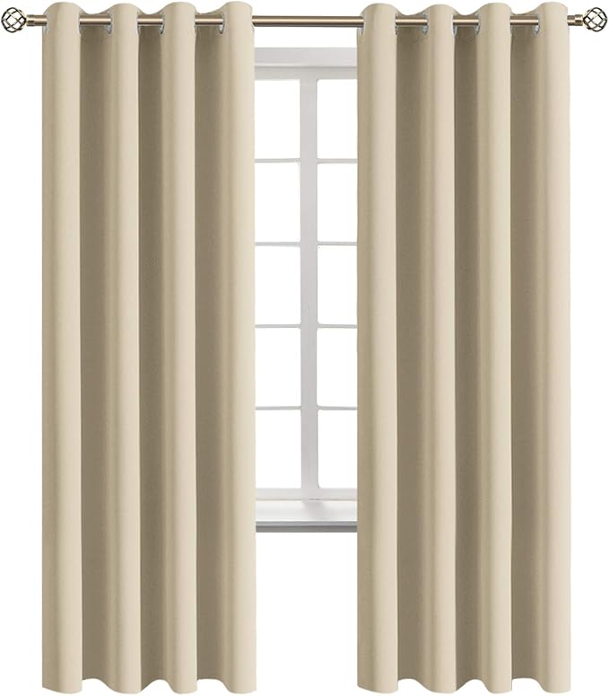 BGment Beige Room Darkening Curtains 72 Inch for Bedroom - 2 Panels | Grommet Top, Light-Blocking, Sunblock, Thermal Insulated, Window Drapes for Kids Boys Room, 52x72 Inch