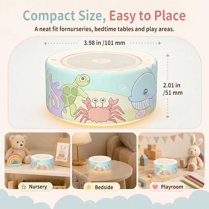 Kipcush White Noise Machine for Baby & Adults, Sleep Sound Machine with 30 Soothing Sounds, 8-Color Night Light, Memory Function, White Noise for Sleeping, Nursery, Office, Travel, Relaxation