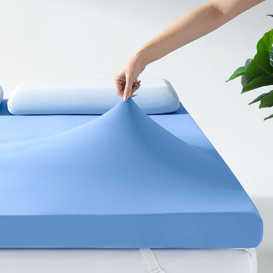 Ninemoon 3 Inch Memory Foam Mattress Topper with Cool Nylon-Spandex Cover | King Size High Density Cooling Gel Infused Foma Bed Topper Pressure Relief Firm Topper