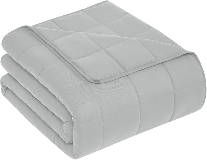 CuteKing Weighted Blanket for Adults: Weighted Blanket with Premium Glass Beads - Breathable Heavy Blanket for Comfort Sleep - Thick Blanket for Adult All Season (12lbs, 48"x72", Light Grey)