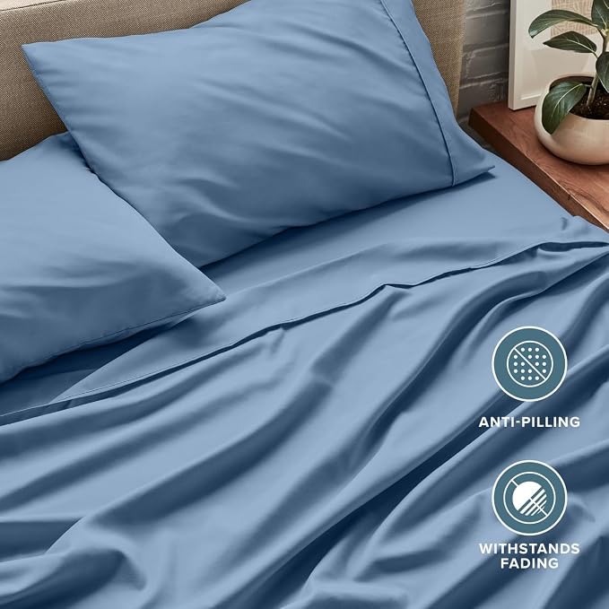 Bare Home Sheet Set - 1800 Ultra-Soft (Split Head Flex King, Coronet Blue) | Deep Pockets 6 to 15 Inches, Breathable, Hypoallergenic, Hotel Luxury, Easy Fit, Soft, All-Season