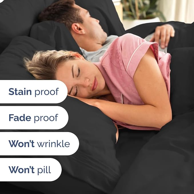 Flex Top Split Head King 4 Piece Sheet Set - Ultra-Soft, Breathable - Black | Cooling Bed Sheets Set, Hotel Luxury Bedding for Women & Men with Deep Pockets, Wrinkle Free & Fade Resistant, Oeko-Tex