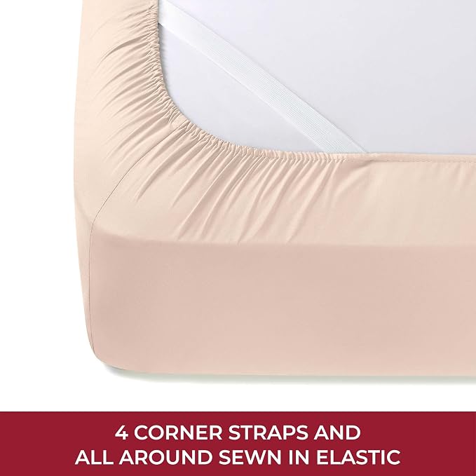 Mellanni Iconic 4-Piece, Ultra Soft Sheet Set (RV/Short Queen, Beige) | 10M+ Sleepers. Lab-tested: Sleeps Cool, Stays Bright, Strong, Smooth. Good Housekeeping Best Bedding, 7 yrs running.