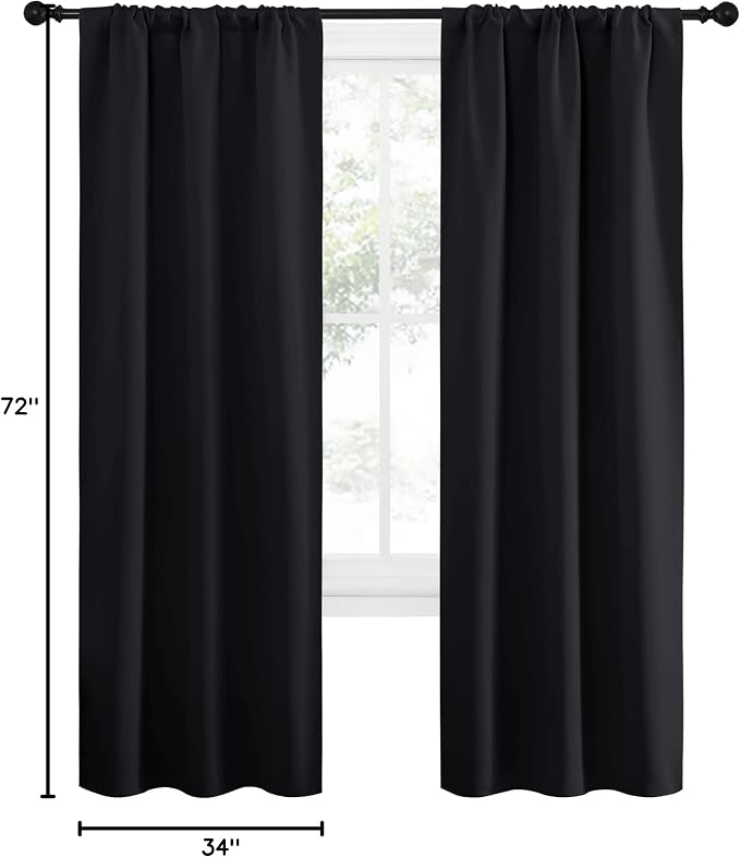 NICETOWN Halloween Black Out Curtain Panels for Kitchen - Energy Smart Decoration Thermal Insulating Blackout Drapes/Draperies for Small Window (2 Panels, 34 inches Wide by 72 inches Long) | Halloween Energy Smart Decoration Thermal Insulating Drapes D...