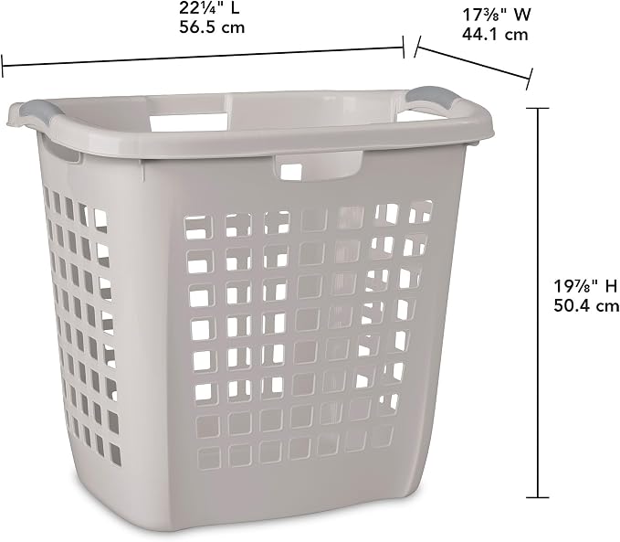Sterilite Ultra Easy Carry Hamper, Laundry Basket Organizer, 4-Pack | 2.1 Bushel, Gray Pumice - Large Plastic Clothes Bin for Home, Dorm, Bathroom, and Bedroom Organization