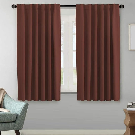 H.VERSAILTEX Blackout Curtains Thermal Insulated Window Treatment Panels Room Darkening Blackout Drapes for Living Room Back Tab/Rod Pocket Bedroom Draperies (2 Panels, Rust, 52 x 63 Inch)