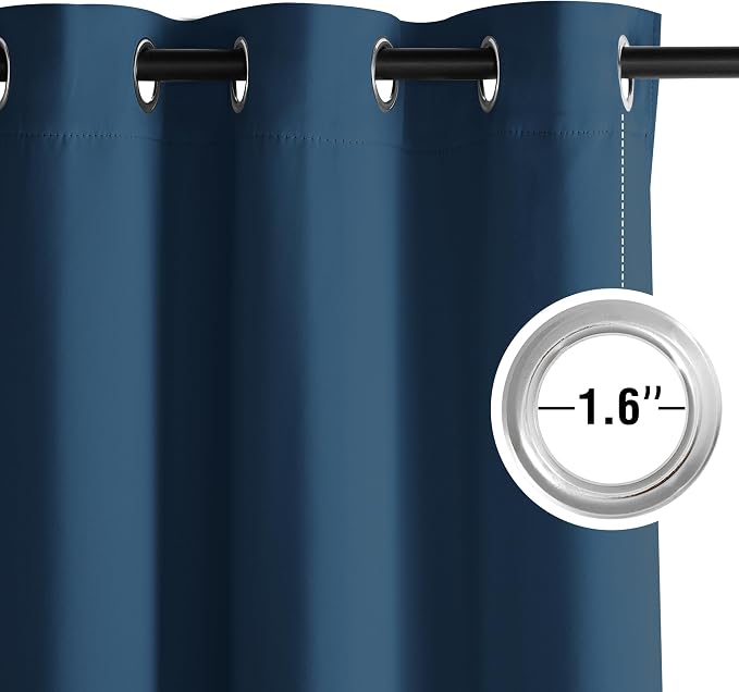 NICETOWN Morrocan Blue Decor Room Darkening Curtains 63 Inches Long 2 Panel | For Living Room, For Nursery, Thermal Insulated, Blackout Drapes, Grommet, Noise Reducing, Window Curtains