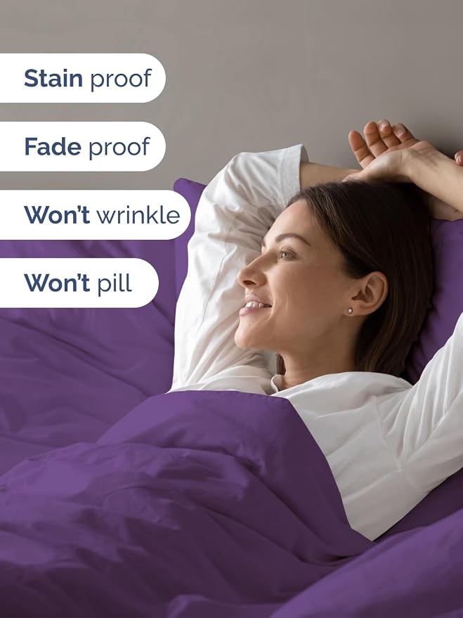 Duvet Cover Queen Size - Soft 3 Piece with Zipper Closure - Purple | Extra Soft, Breathable, Queen Duvet Cover 90" x 90" with 2 Pillow Shams, Zipper Closures & Ties, Women, Men, Kids & Teens